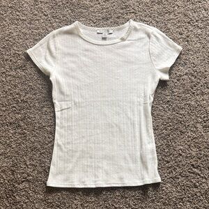 Cream Short-Sleeve Ribbed Tee NWOT